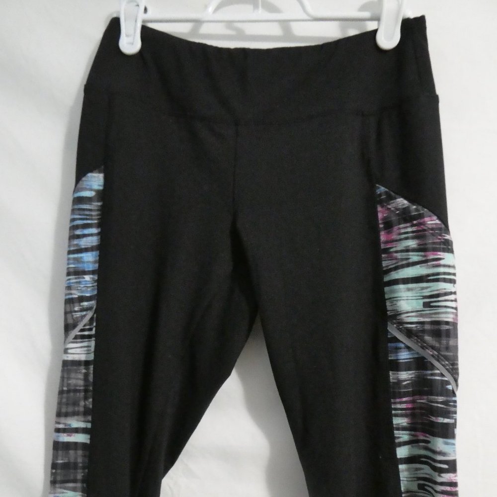 Black leggings, size small, side design, GUC - Picture 3 of 15